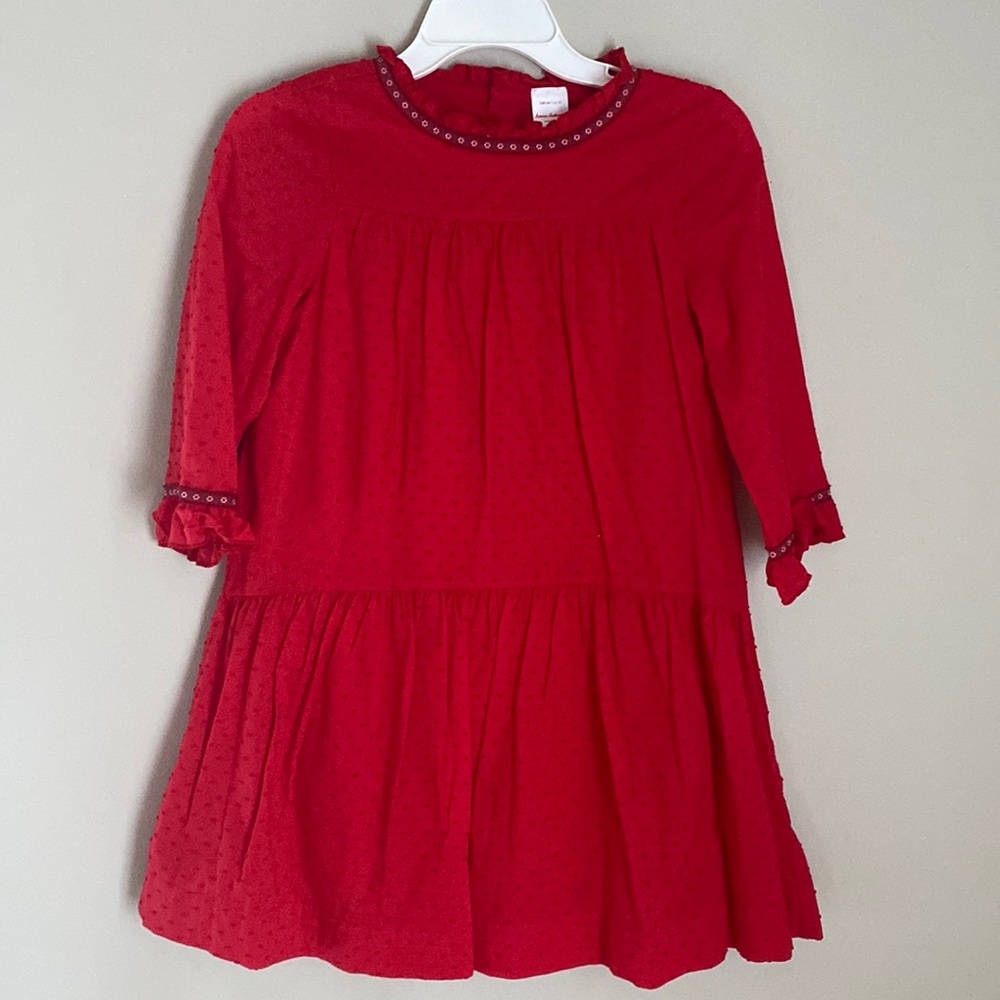 Hanna Andersson drop waist, Swiss dot, red dress